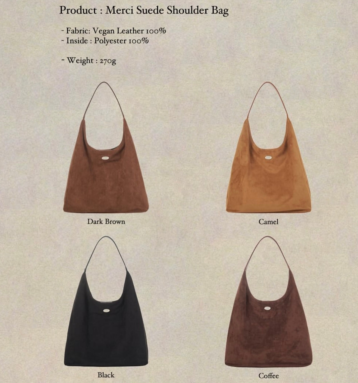 韓國小眾品牌🇰🇷Merci Suede Shoulder Bag 側孭袋👝