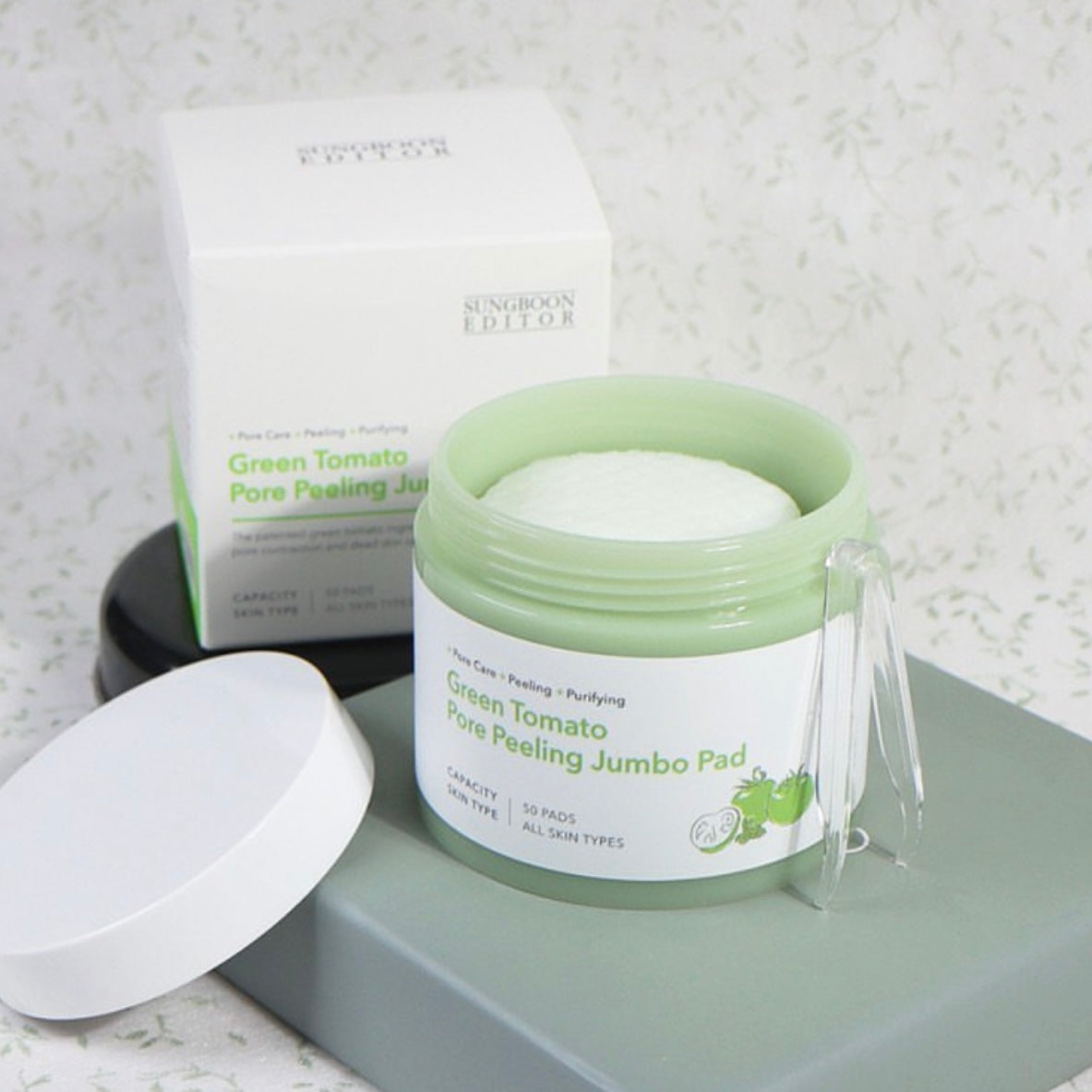 清潔毛孔x 緊緻毛孔 SUNGBOON EDITOR 綠番茄緊緻毛孔去角質棉片Green Tomato Pore Peeling Jumbo Pad💚