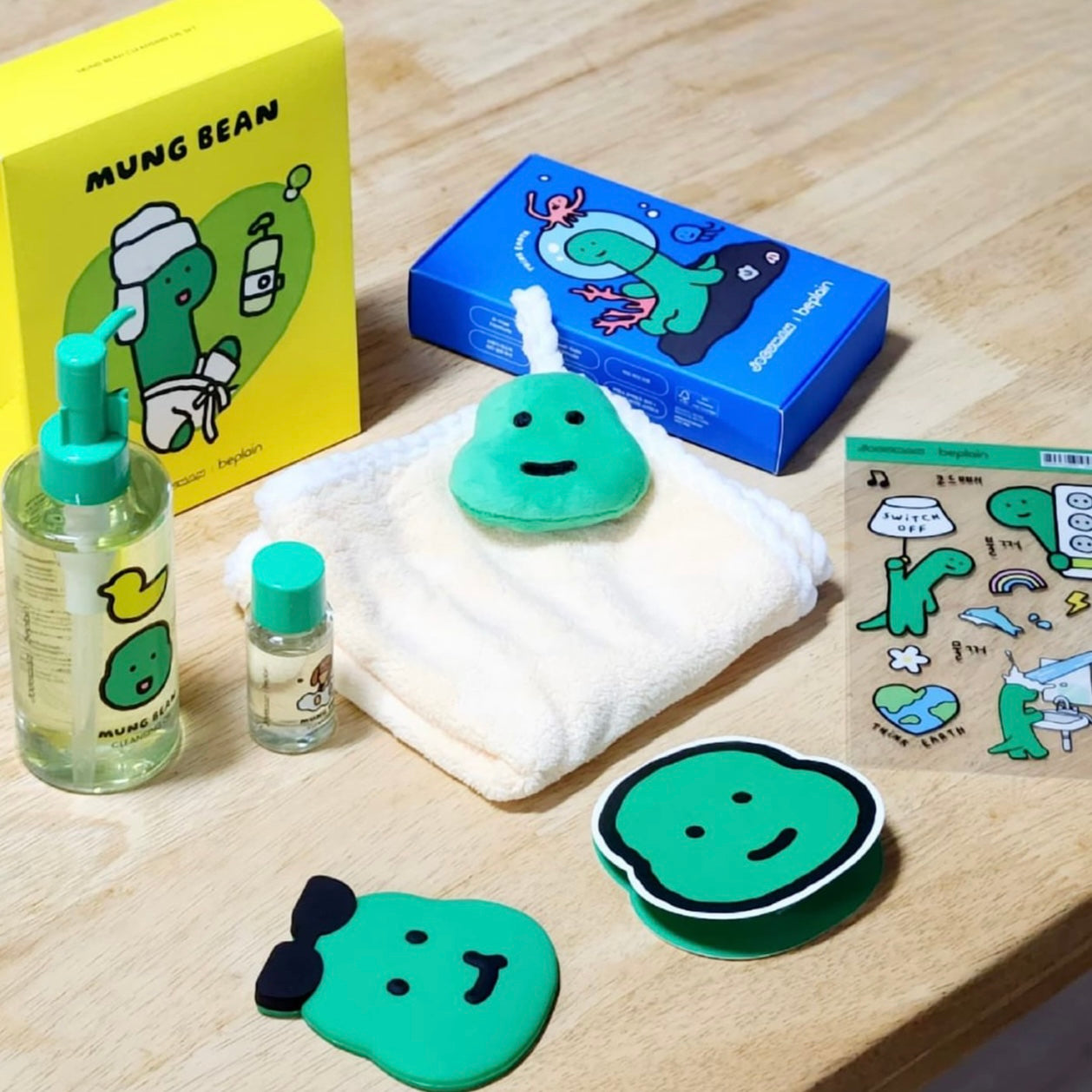 Beplain x JOGUMAN 聯名1+1套裝 💚🦖 Beplain綠豆溫和清爽水感卸妝油 Mung Bean Cleansing Oil 💫 | 各大韓國博主的心頭愛💚