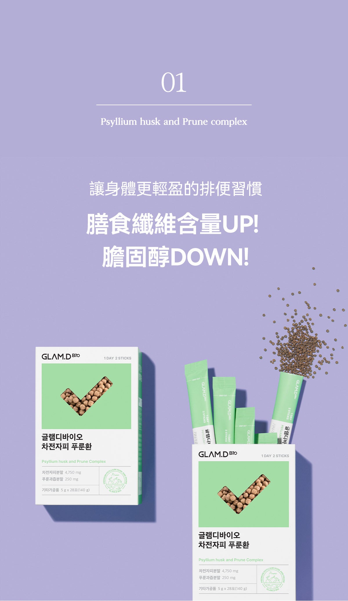 Glam d Psyllium husk and Prune complex腸通西梅纖維素