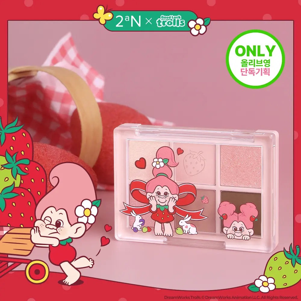 送柔焦打底眼影掃 ✨【2aN × Trolls】🍓士多啤梨魔法幸運特調 限量聯名系列登場！💖 完美六色眼影盤 Better Me Eye Palette