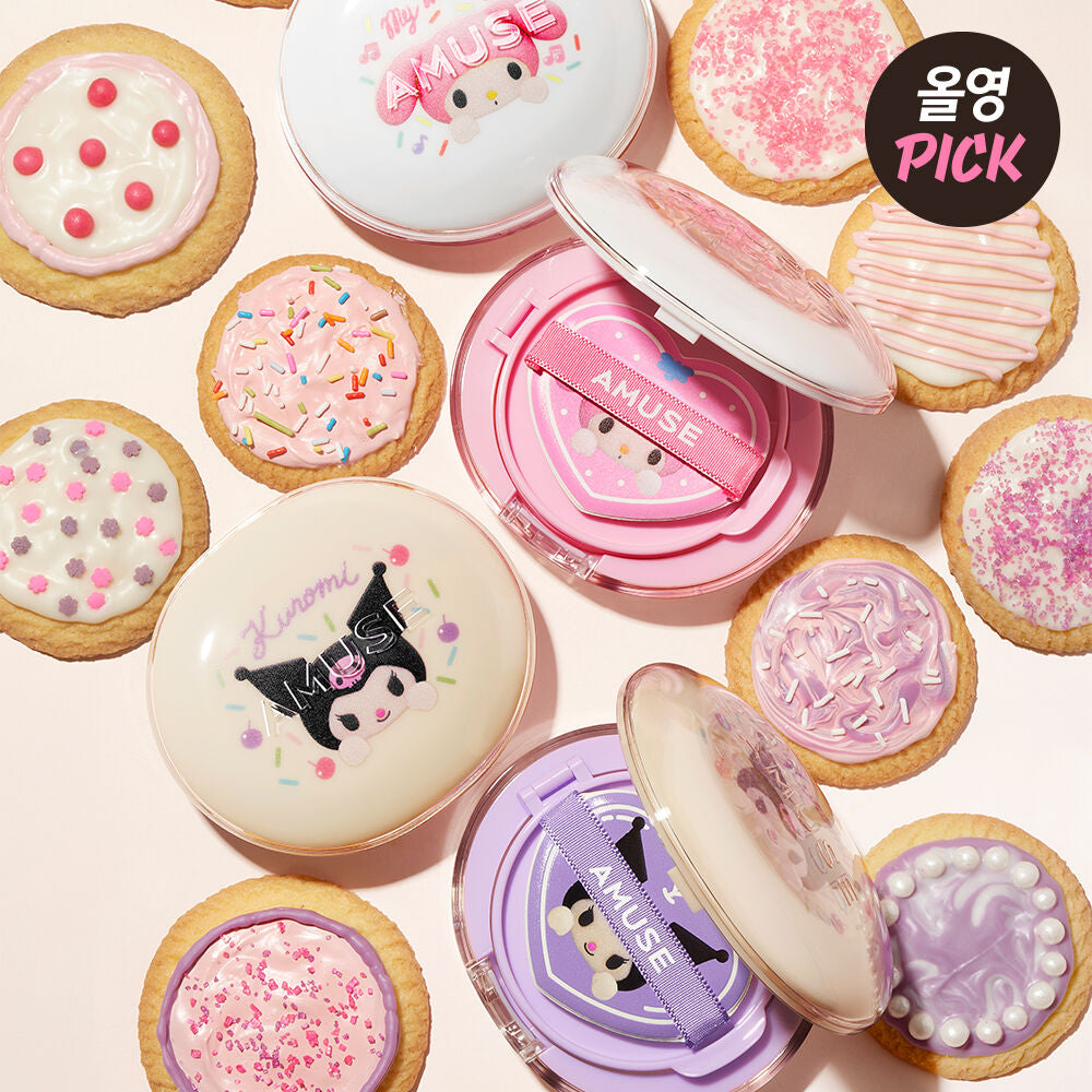 送角色貼紙✨Amuse x Kuromi 限定版💫Amuse 潤光光澤純素氣墊Dew Power Vegan Cushion SPF 50+ PA++++💖