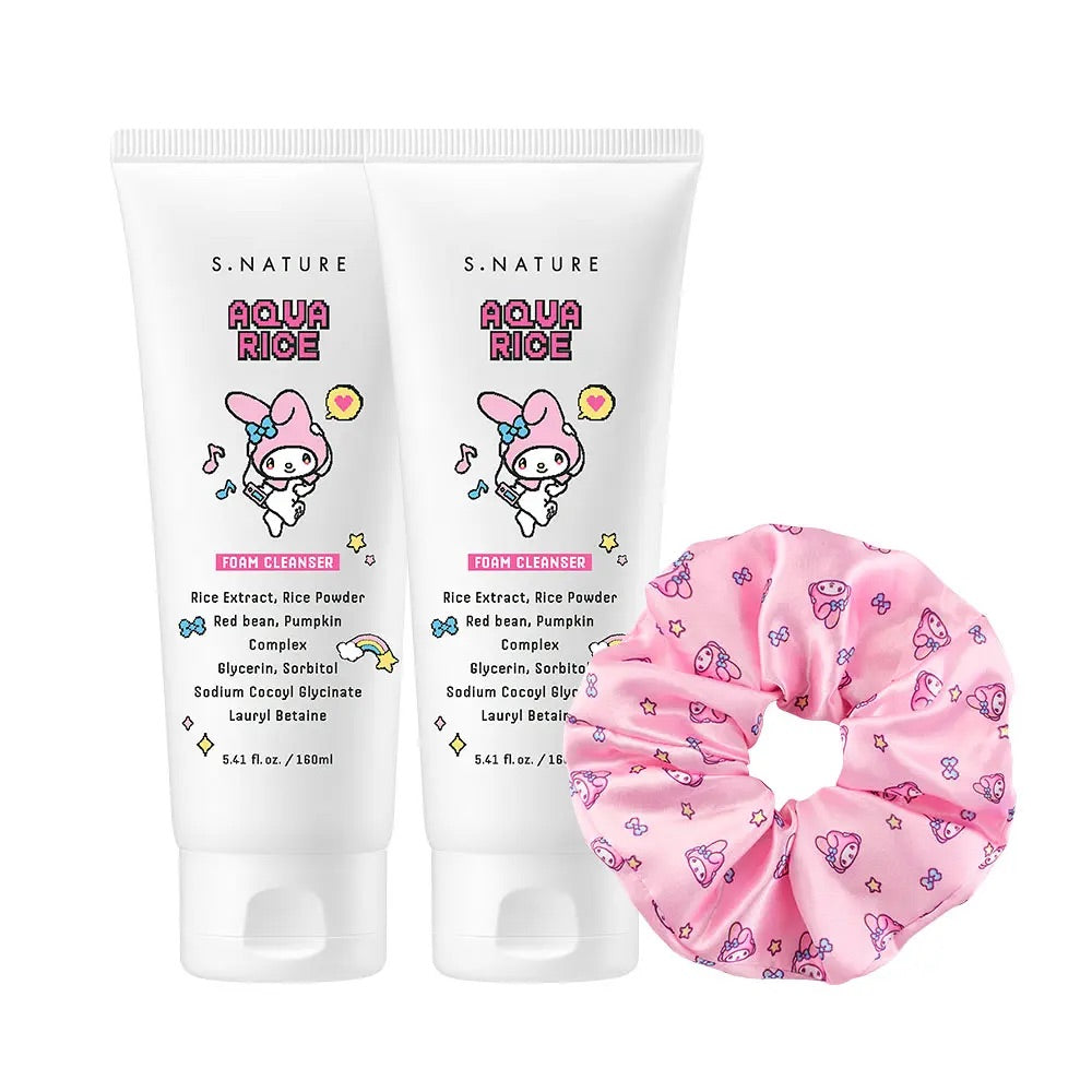 送My Melody 髮圈💖洗出嫩白水光肌！S.NATURE 白米溫和弱酸性洗面乳