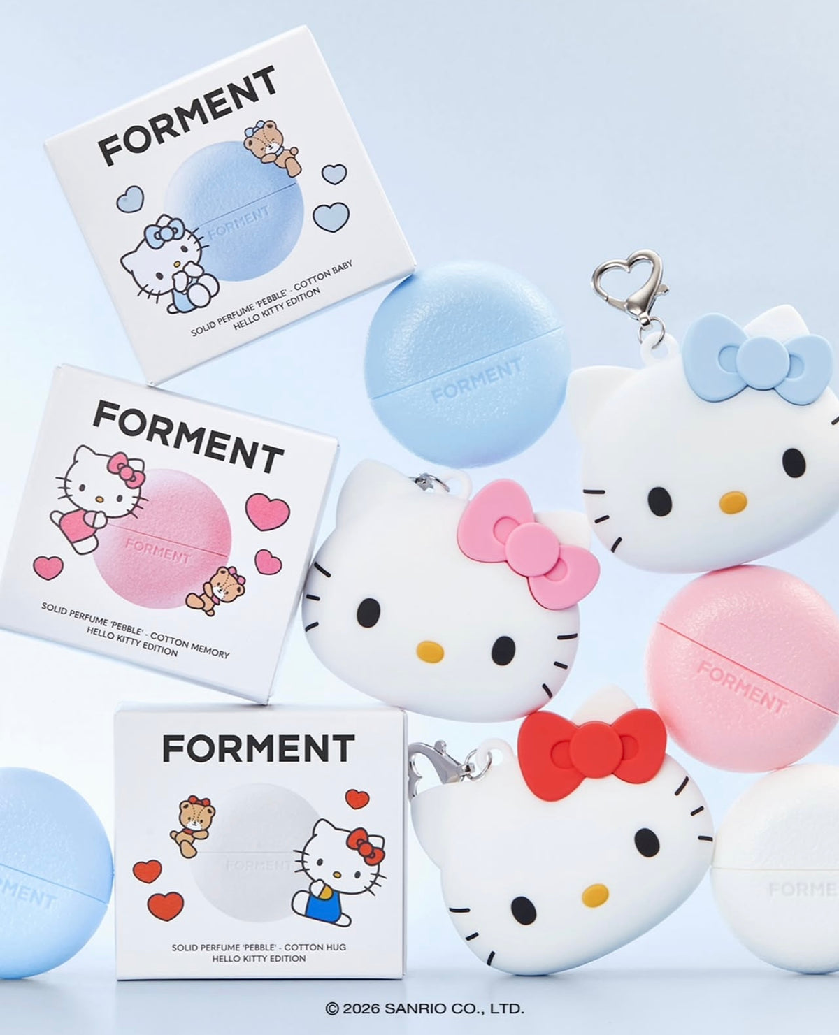 送立體矽膠鑰匙圈保護套 🎀 少女心爆棚！FORMENT x Hello Kitty 聯名限定隨身固體香膏🎀
