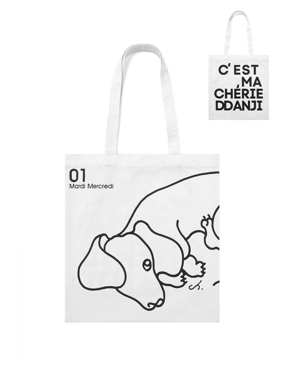 MARDI MERCREDI CANVAS BAG DDANJI CH.01 WHITE BLACK