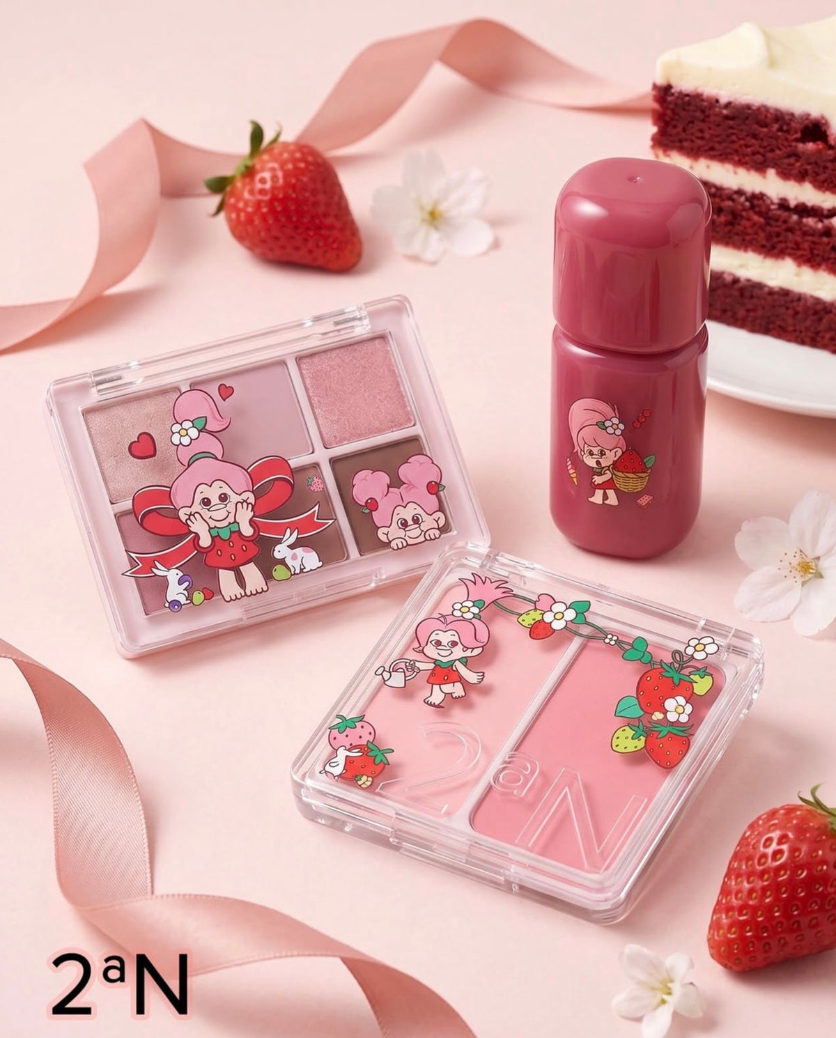 送柔焦打底眼影掃 ✨【2aN × Trolls】🍓士多啤梨魔法幸運特調 限量聯名系列登場！💖 完美六色眼影盤 Better Me Eye Palette