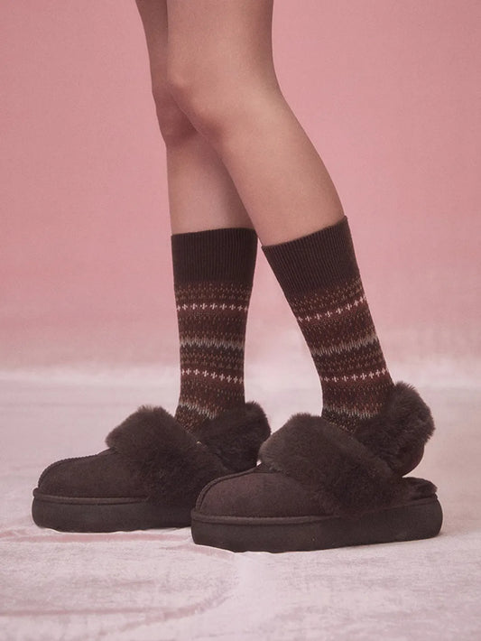 韓國品牌Shoopen 麂皮暖感兩用毛毛拖鞋🤎