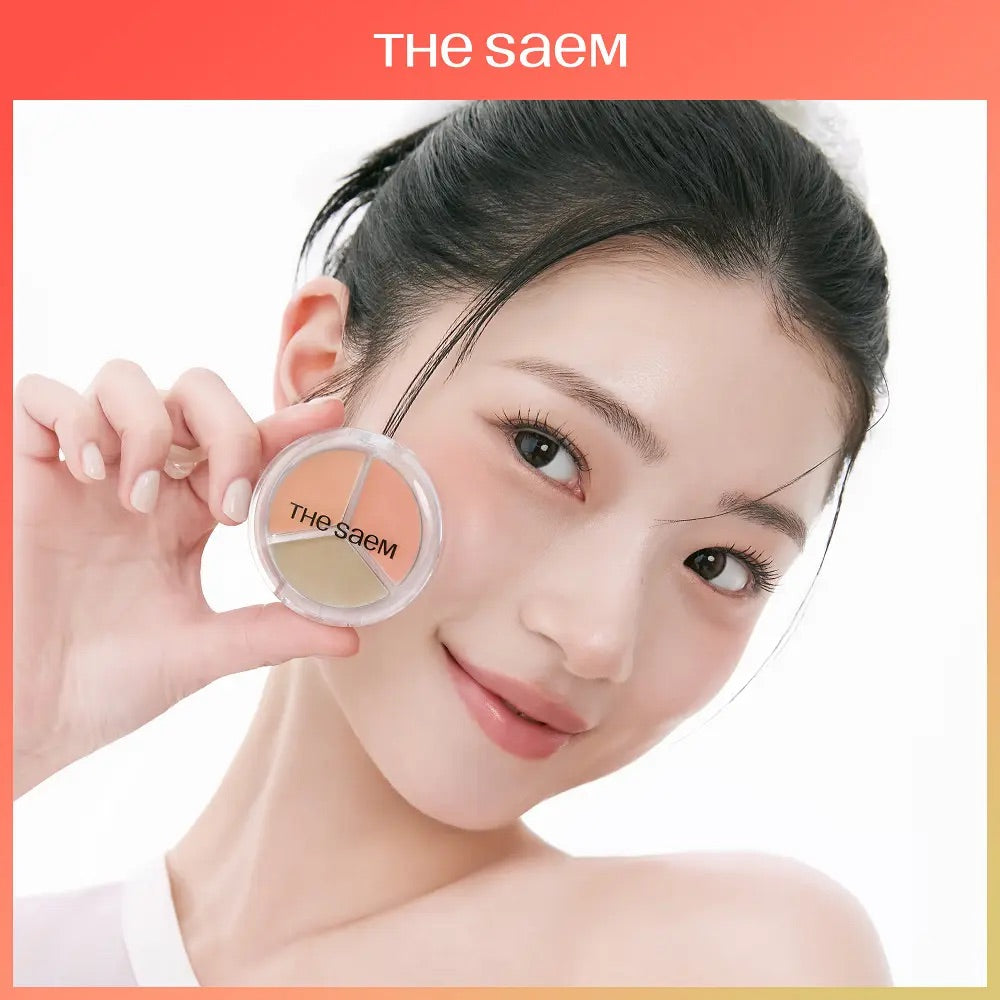 送水光BB霜✨乾肌底妝救星！一盤搞定遮瑕與水光感💫The Saem Cover Perfection 三色高光水光遮瑕膏💖 韓系CP值王者！