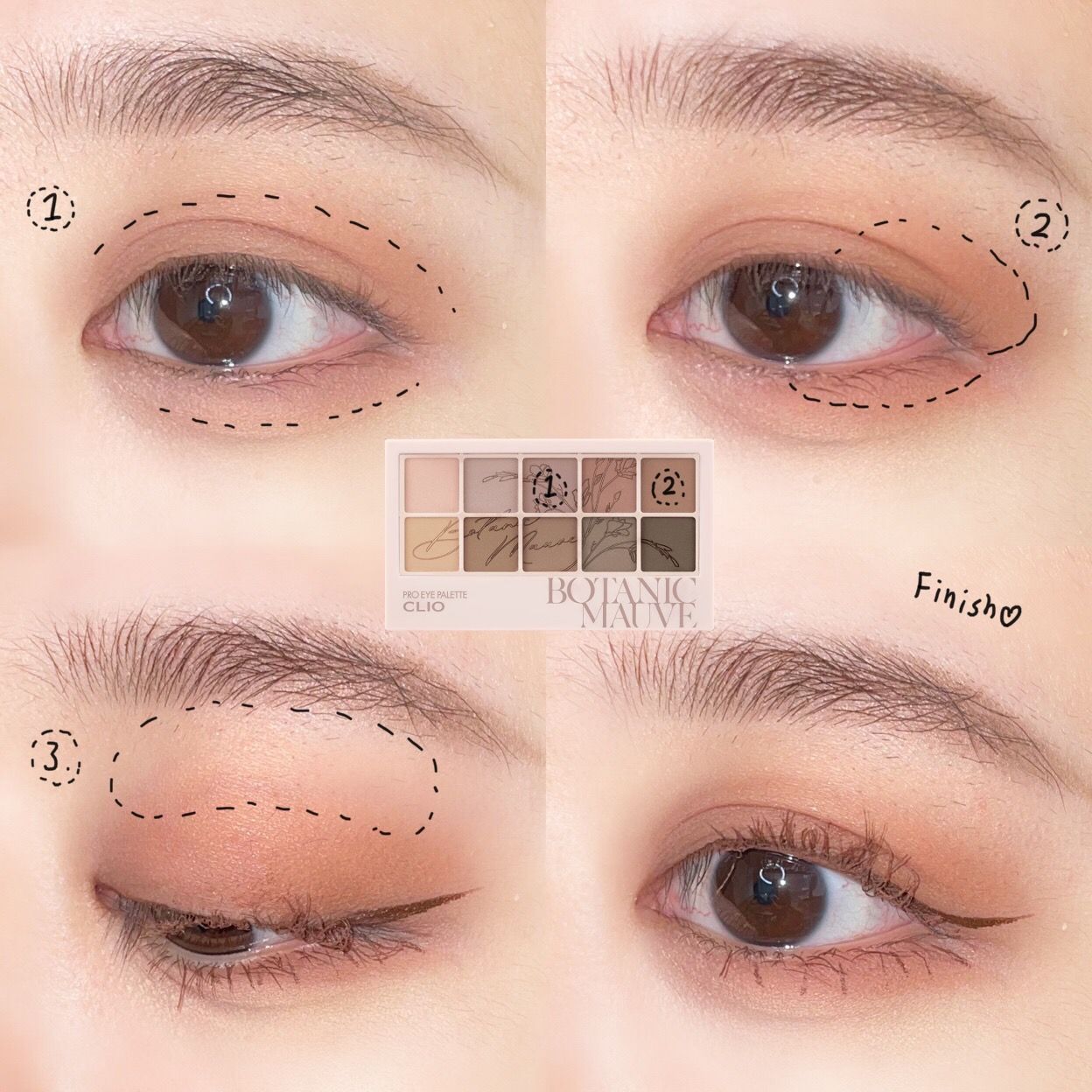 療癒柔霧奶色系眼影 | CLIO Pro Eye Palette 十色眼影盤09夢幻花海 Botanic Mauve 🌸 新透明包裝更高級質感♡