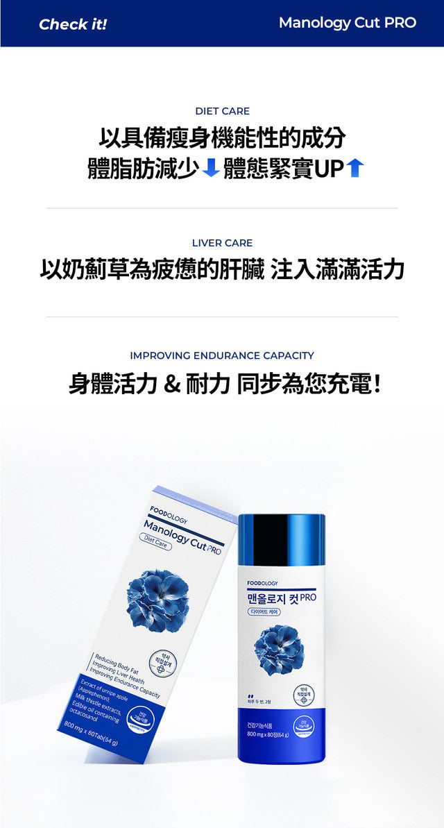 Foodology Manology Cut PRO 自燃減脂管理小藍瓶 PRO💙