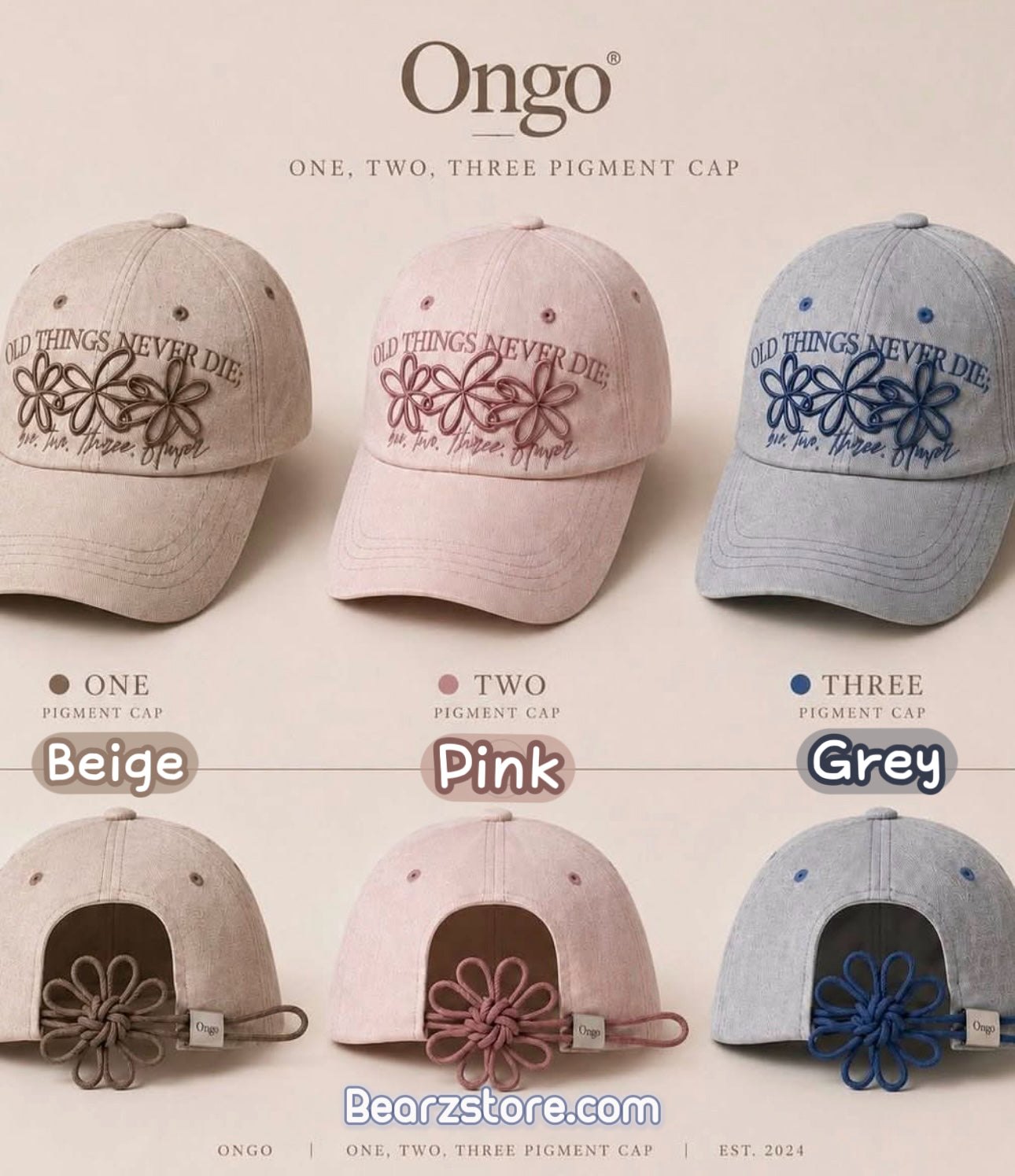 韓系小眾爆款 🌸 ONGO 小花繫結棒球帽✨ ONE, TWO, THREE, FLOWER KNOT CAP