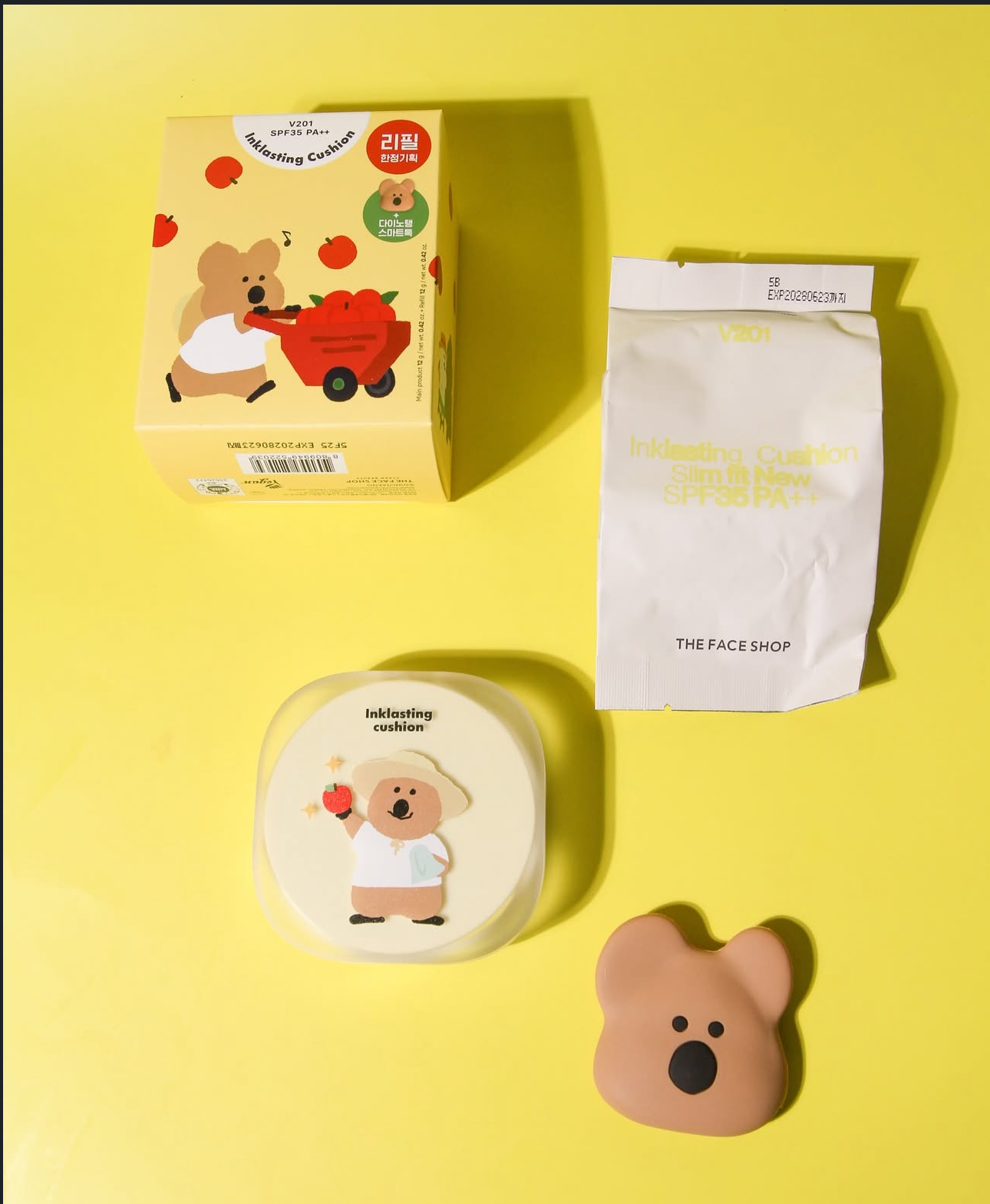 輕盈奶油肌✨THE FACE SHOP攜手韓國人氣插畫品牌Dinotaeng Ink Lasting Cushion 氣墊粉餅💖