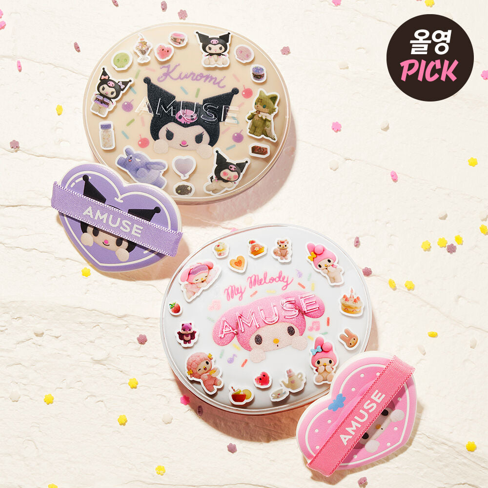 送角色貼紙✨Amuse x Kuromi 限定版💫Amuse 潤光光澤純素氣墊Dew Power Vegan Cushion SPF 50+ PA++++💖