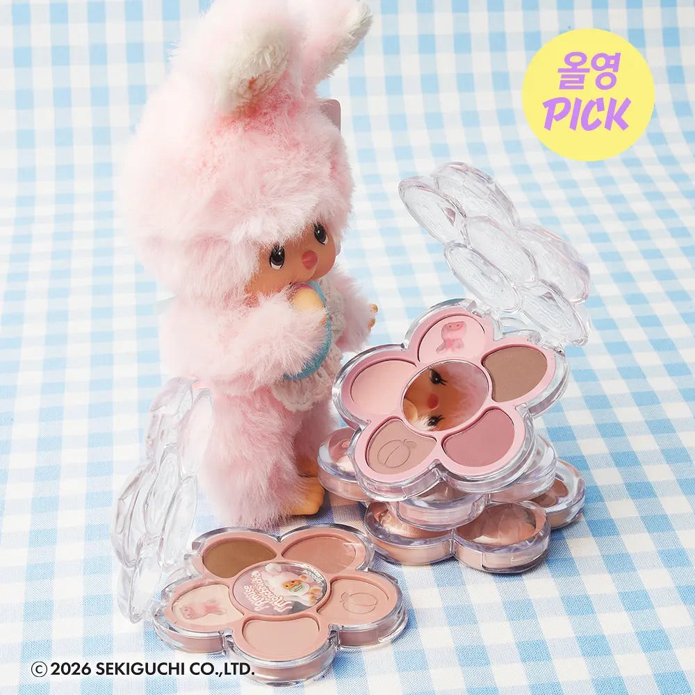 送Monchhichi匙扣✨員瑛代言🤍Amuse x Monchhichi 限定版✨3D 小雛菊五色眼影盤🌸| Amuse Flora Eye Palette