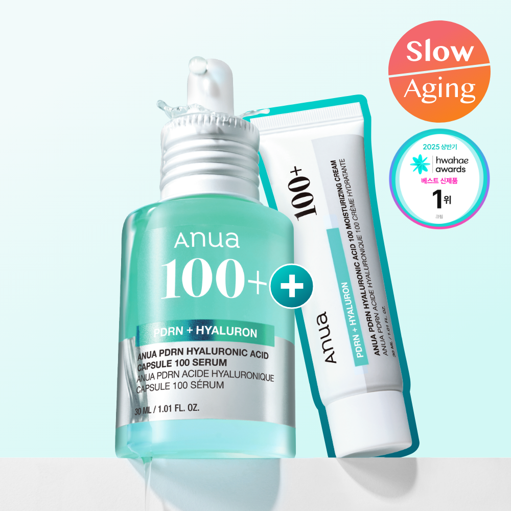 精華+面霜套裝🩵水光肌的秘密武器🪄| Anua PDRN 透明質酸膠囊超強補濕精華 🌊 醫美級水光修復精華✨ 化解榜保濕精華 第1名🏆| Anua PDRN Hyaluron Capsule 100 Serum💧