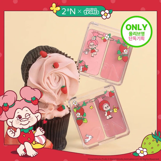 送手指粉撲 ✨【2aN × Trolls】🍓士多啤梨魔法幸運特調 限量聯名系列登場！💖 雙色頰彩膏 Dual Cheek