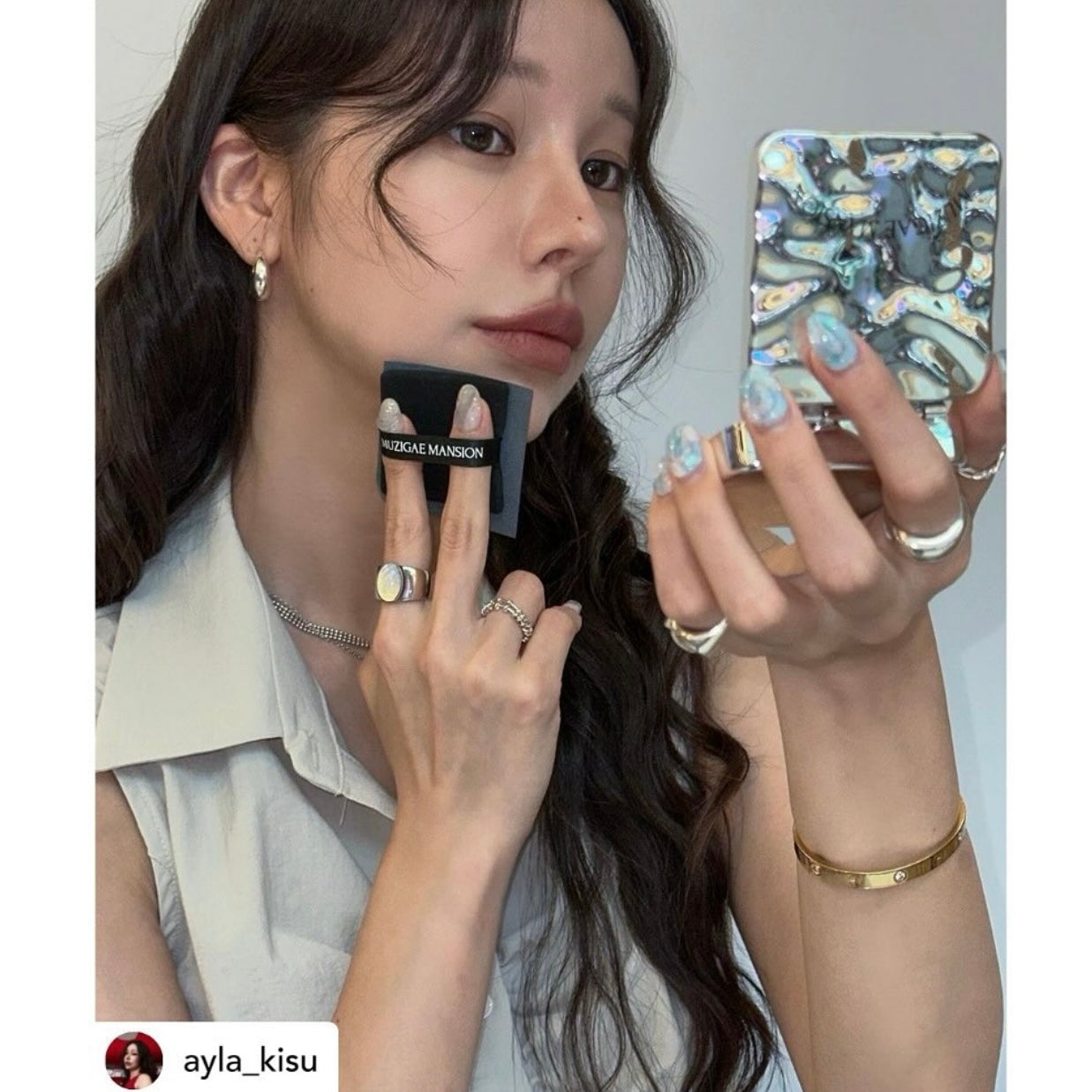 附鏡子✨Muzigae Mansion質感設計感吸油紙Muzigae Mansion Mirror Oil Paper🩶