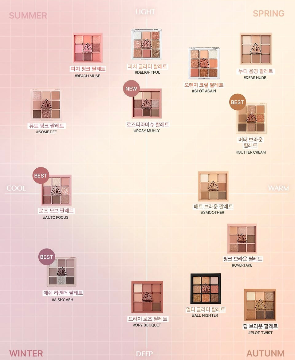 3CE九宮格眼影盤禮盒套裝 💞 | 3CE Mood Recipe Multi Eye Colour Palette +送眼影掃子+送小包包🎁