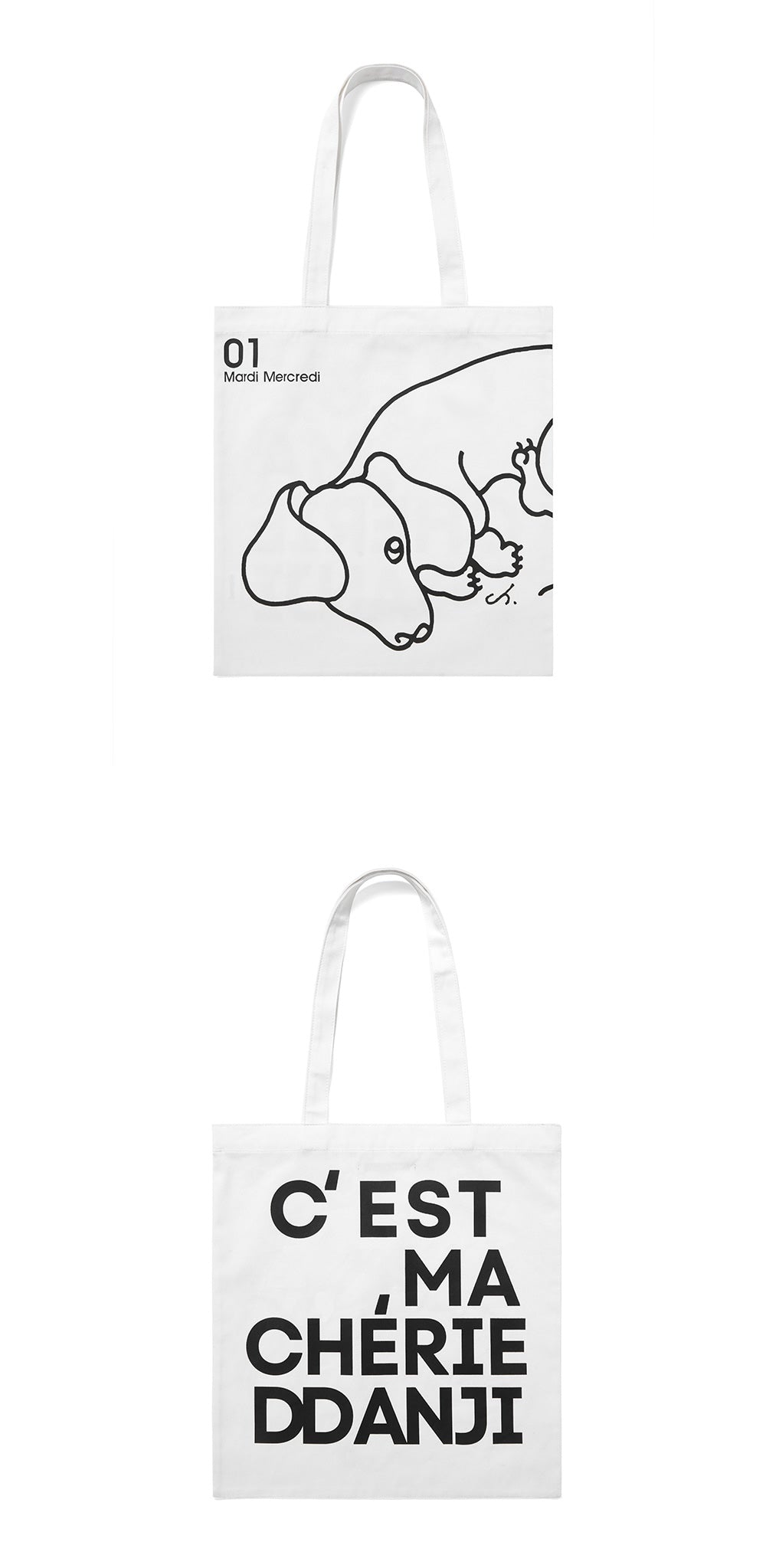 MARDI MERCREDI CANVAS BAG DDANJI CH.01 WHITE BLACK