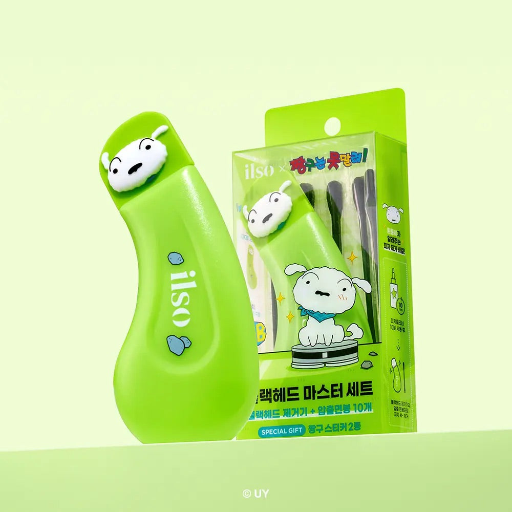 送皮脂擠壓棉棒10P+貼紙✨ilso x 蠟筆小新限量版✨Deep Clean Master 不銹鋼深清刮刮黑頭鏟🪄
