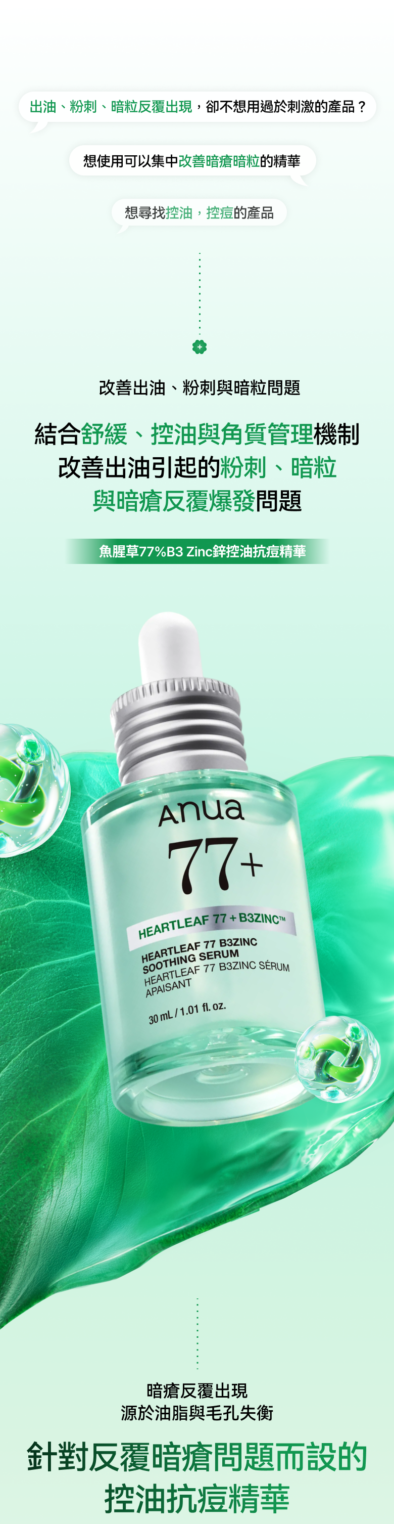 限時優惠$118🌟 【油痘肌救星】Anua 魚腥草77% B3 Zinc 鋅控油抗痘精華🍃✨