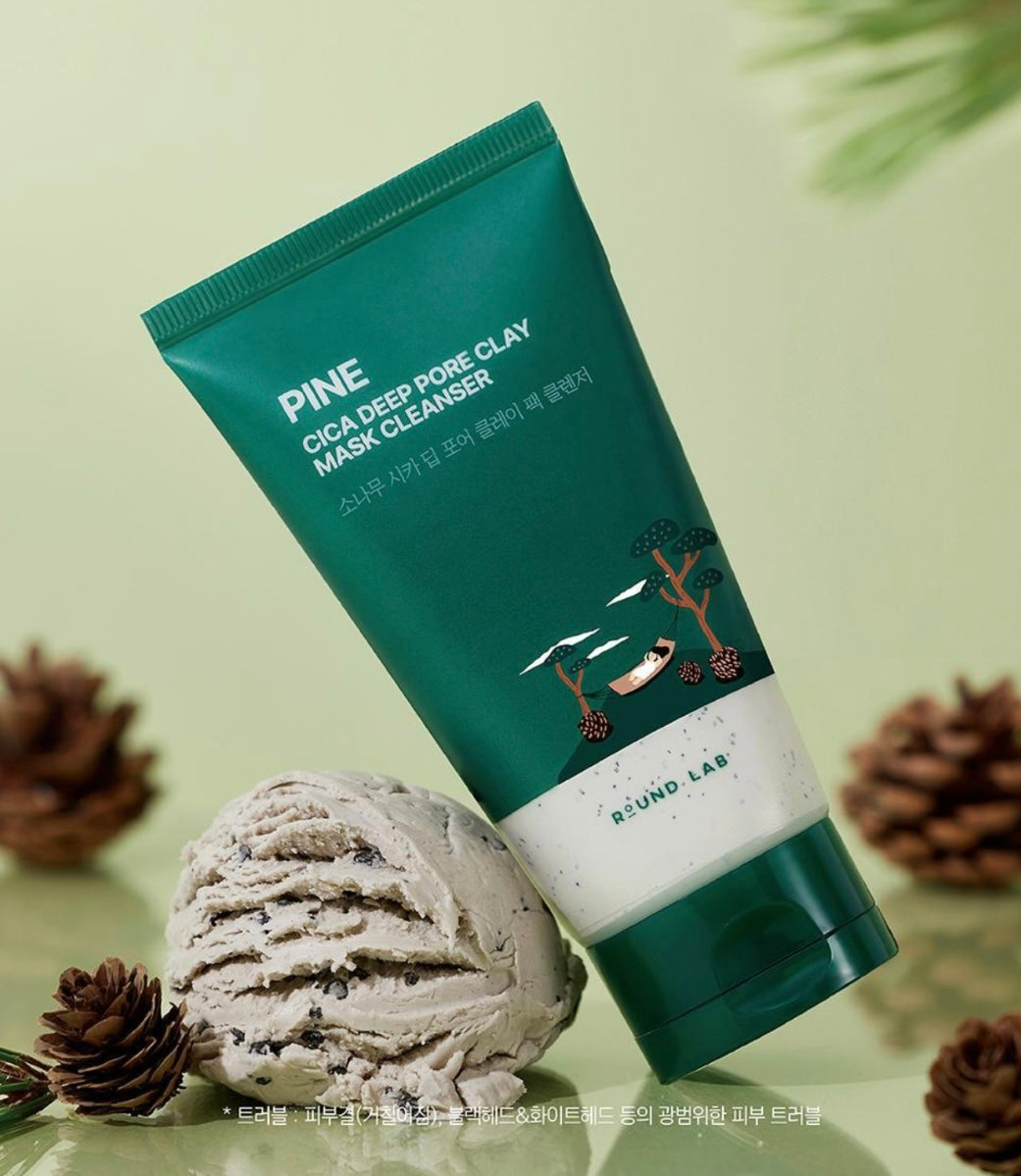 送心型果凍海綿✨ROUND LAB 紅山茶& 松樹積雪草清潔面膜組✨