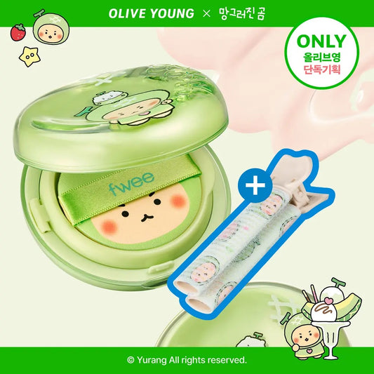 送土豆熊髮夾✨Fwee x土豆熊限定版🐻Cushion Glass Original 原生光澤肌氣墊粉底 SPF50+ PA+++💧