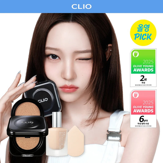 送迷你粉底液+粉撲✨底妝界的「小黑盒」回來了🔥| CLIO Kill Cover Founwear Cushion 輕盈如霧高遮瑕氣墊🖤