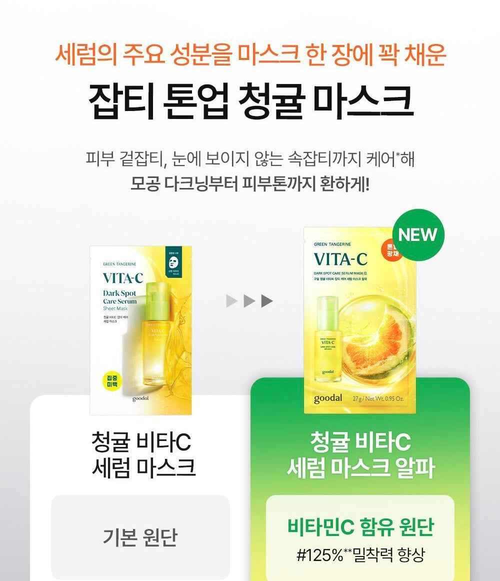 Glow Pick美白面膜冠軍🏆 | Goodal 綠橘子維他命C淡斑修護精華面膜 α版|升級亮白力、直擊黑斑根源！