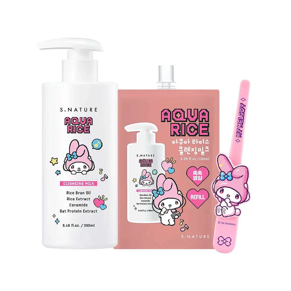 送My Melody 髮夾✨卸出爆水白嫩肌！S.NATURE 溫和極淨白米水水卸妝乳