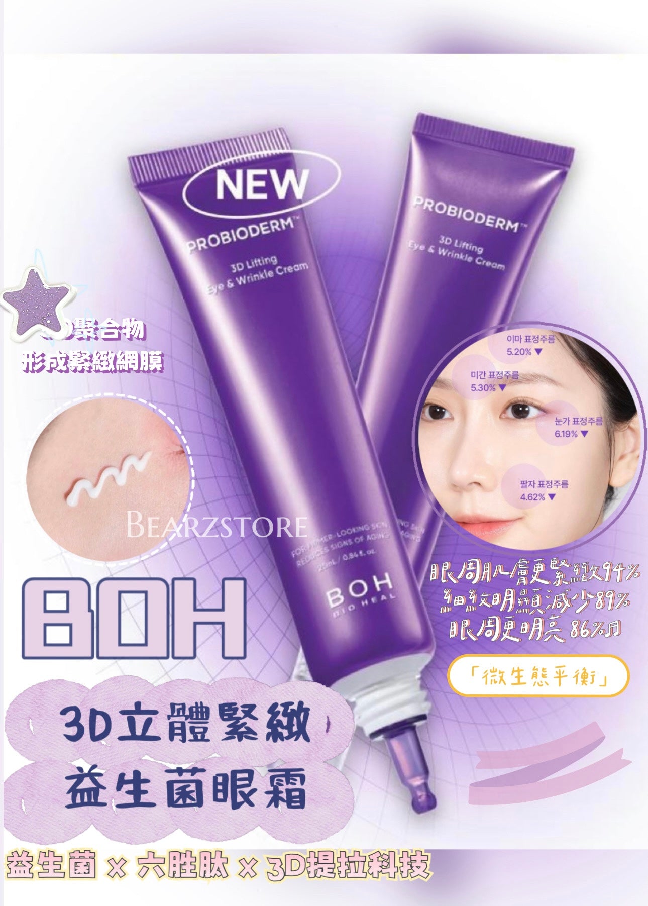 修復舒緩雙重加持💫BOH PROBIODERM 3D立體緊緻益生菌眼霜💜| BOH PROBIODERM 3D Lifting Eye & Wrinkle Cream