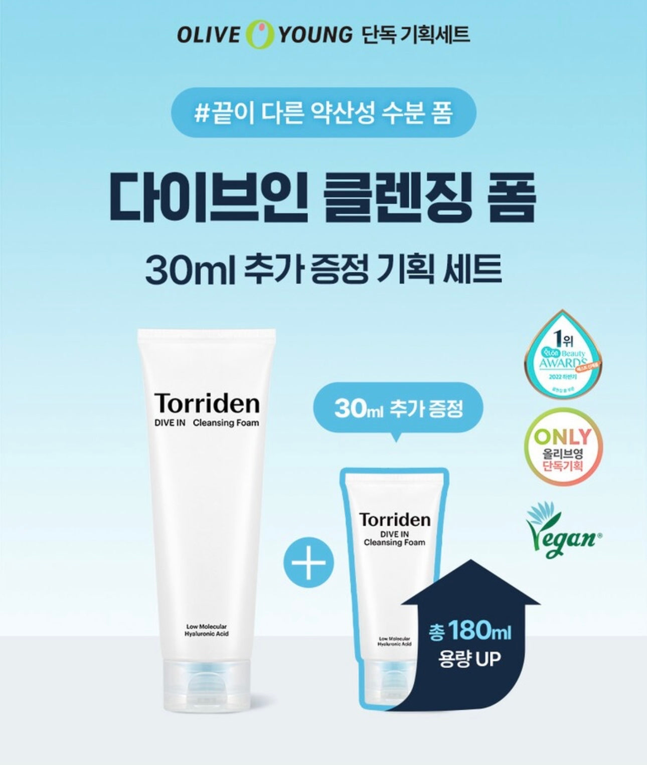 Torriden 弱酸性低分子透明質酸洗面套裝 Dive-In Low Molecular Hyaluronic Acid Cleansing