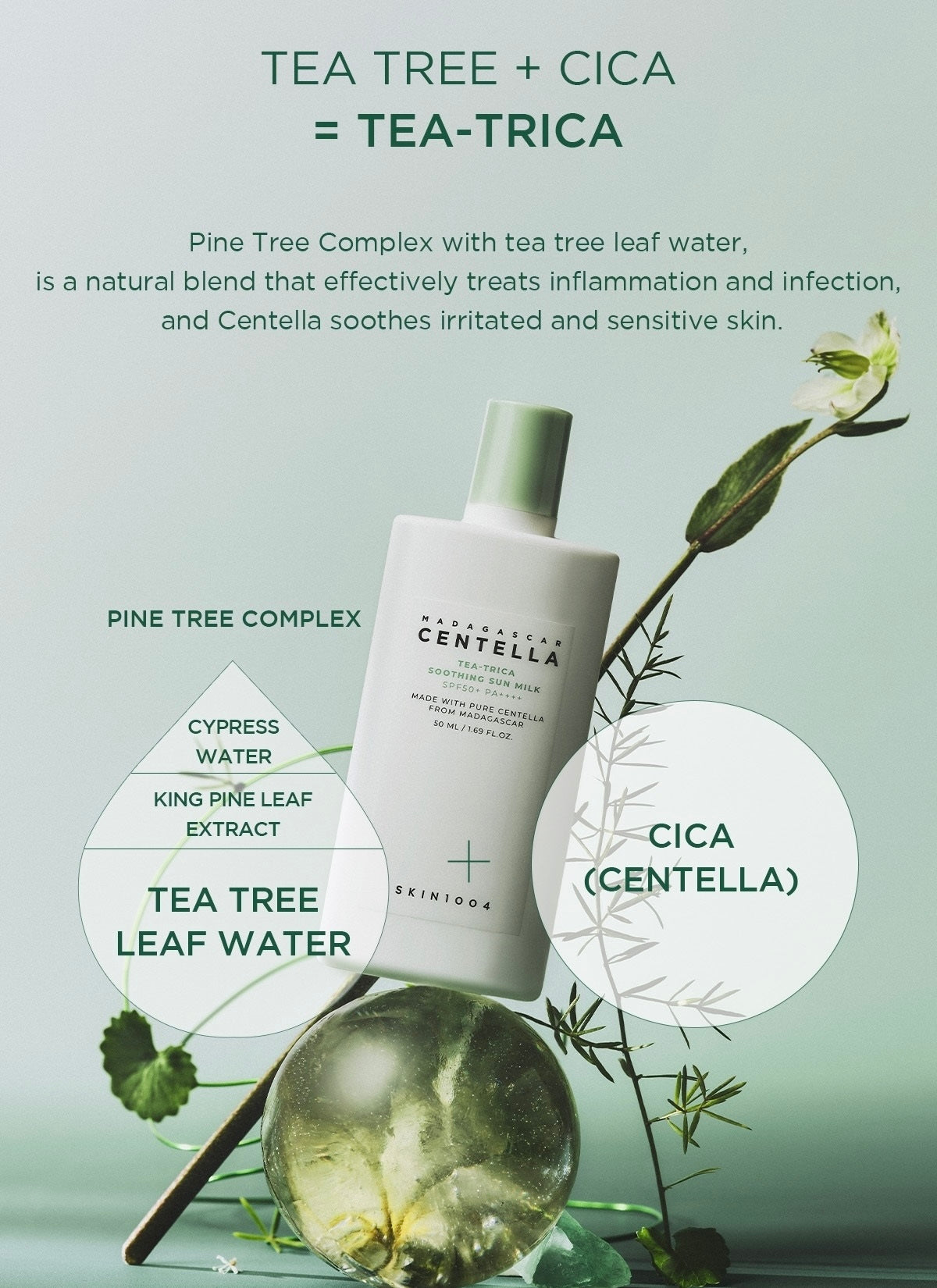 SKIN1004天使積雪草茶樹舒緩防曬乳液🌿| SKIN1004 Madagascar Centella Tea-Trica Soothing Sun Milk SPF50+ PA++++