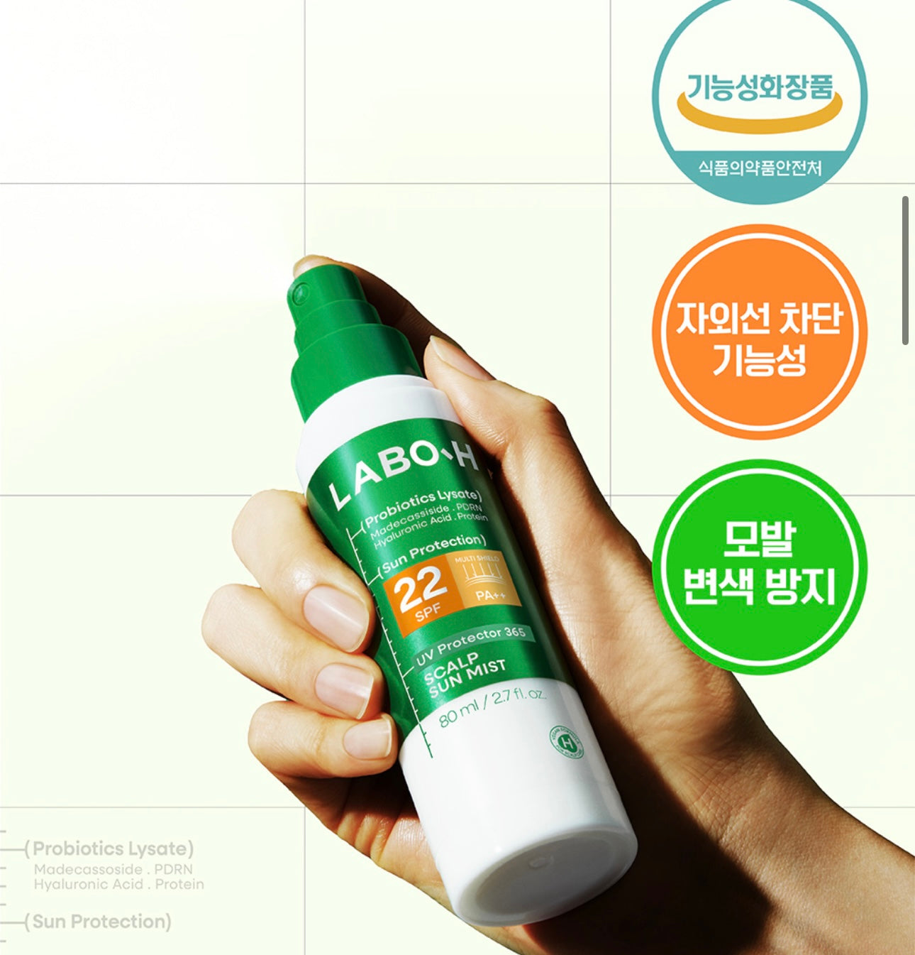 多送25ml✨ LABO-H UV 紫外線防禦 365 頭皮髮絲防曬噴霧✨韓國 Olive Young 霸榜常客、回購率斷層第一 🏆