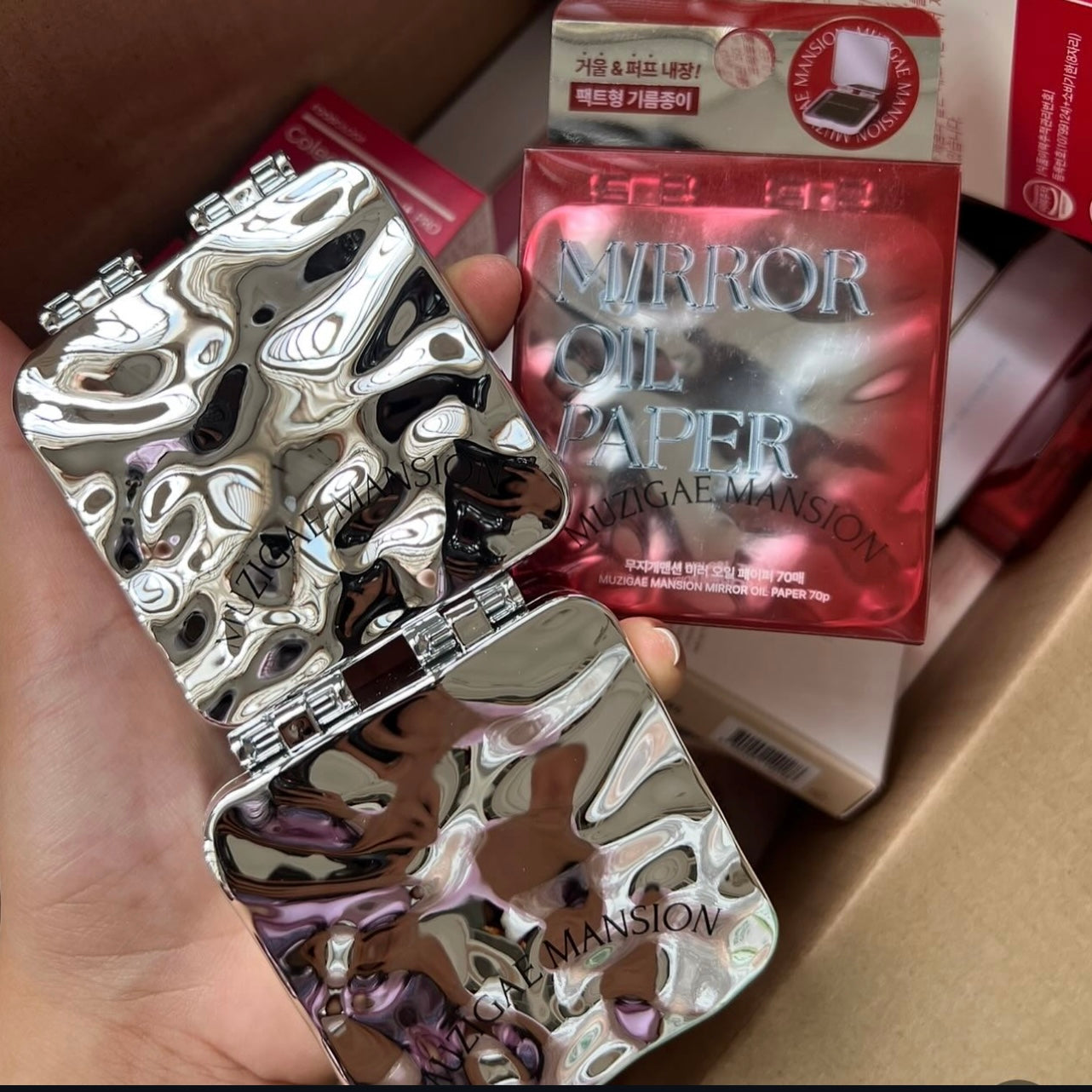 附鏡子✨Muzigae Mansion質感設計感吸油紙Muzigae Mansion Mirror Oil Paper🩶