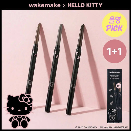 🖤 WAKEMAKE X Hello Kitty Black Edition 聯名彩妝全系列✨ WAKEMAKE自然斜角眉筆1+1套裝WAKEMAKE Natural Hard Brow Pencil