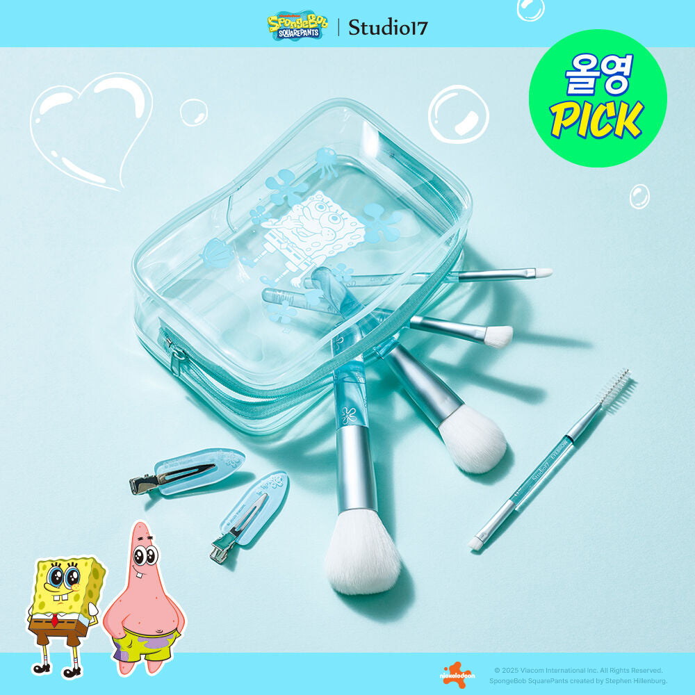 Studio17 x 海綿寶寶 全面化妝掃+收納袋限定版套裝 Portable Makeup Brush Set✨