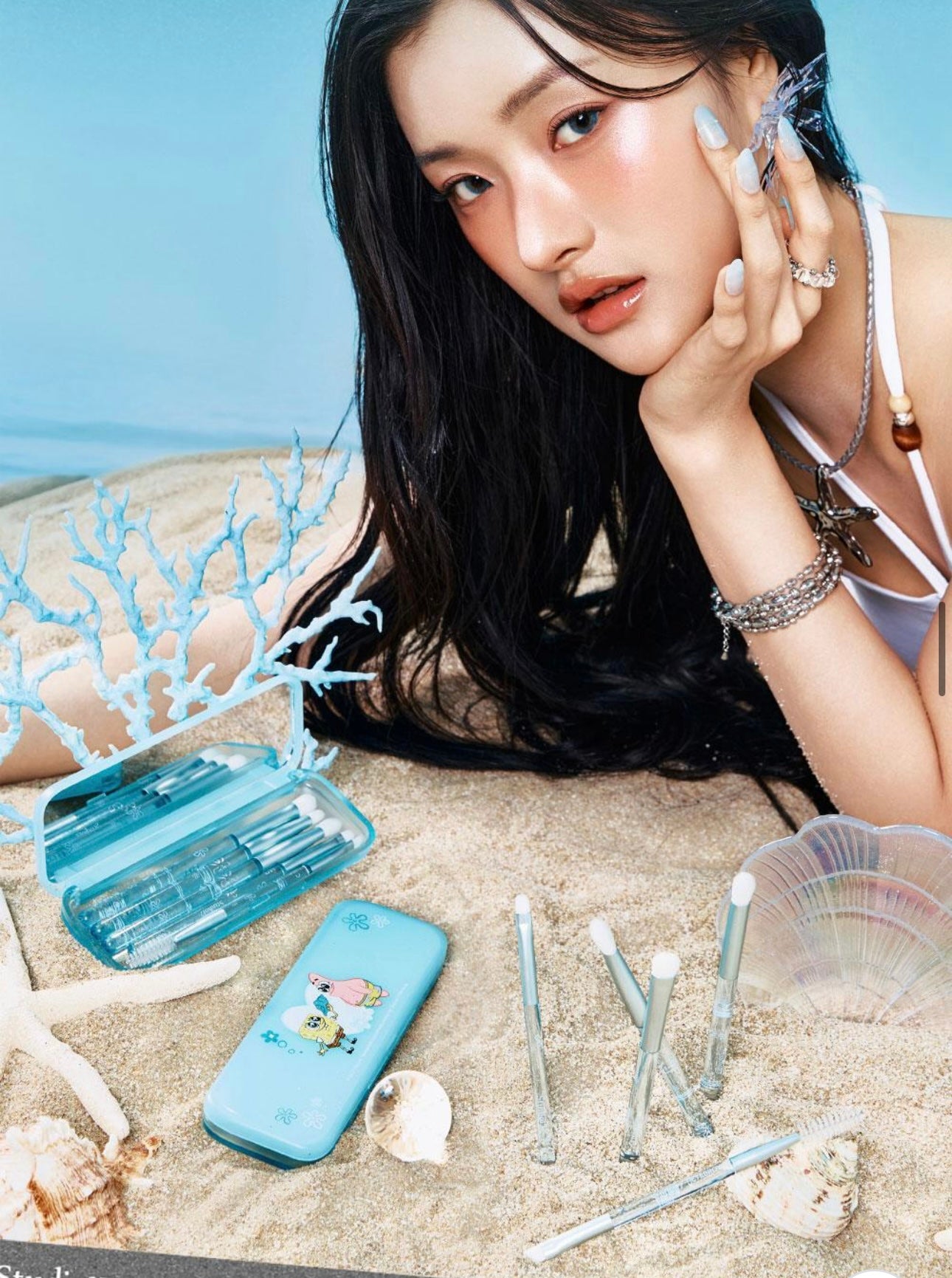 附收納盒✨Studio17 海洋奇緣海綿寶寶美人魚眼妝掃具5件組💛🫧