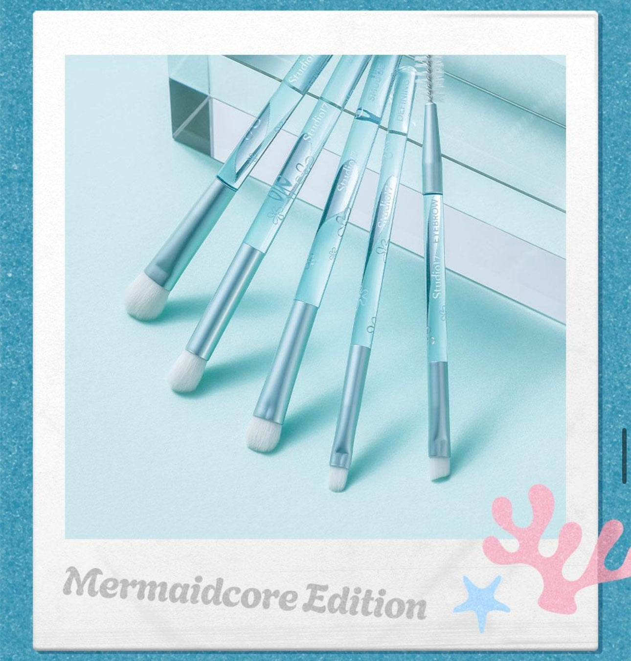 附收納盒✨Studio17 海洋奇緣海綿寶寶美人魚眼妝掃具5件組💛🫧