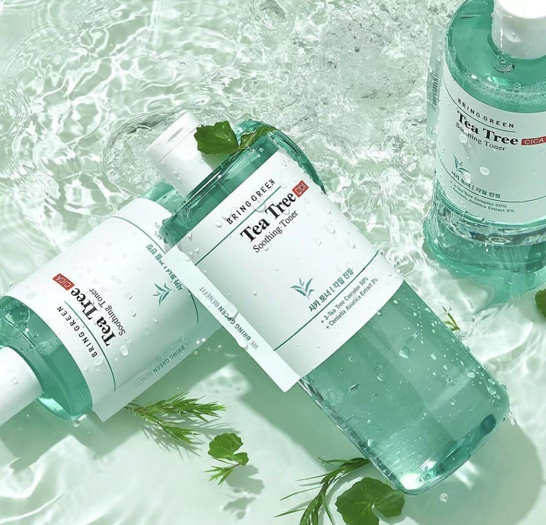 送面霜+潔面泡泡🤍韓國 Bring Green Tea Tree CICA Soothing Toner 茶樹積雪草舒緩爽膚水 超大容量🌿