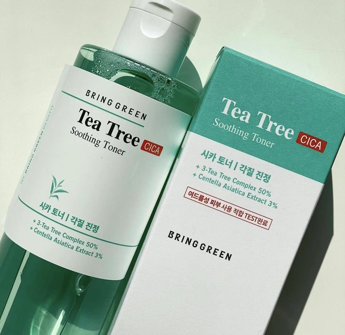 送面霜+潔面泡泡🤍韓國 Bring Green Tea Tree CICA Soothing Toner 茶樹積雪草舒緩爽膚水 超大容量🌿